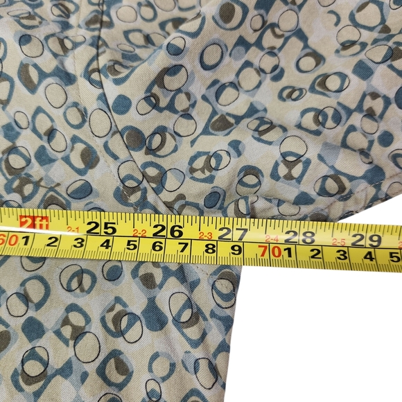 Perry Ellis Men's Silk Short Sleeve Button Down Pattern Shirt Tan Blue XXL - Picture 8 of 9